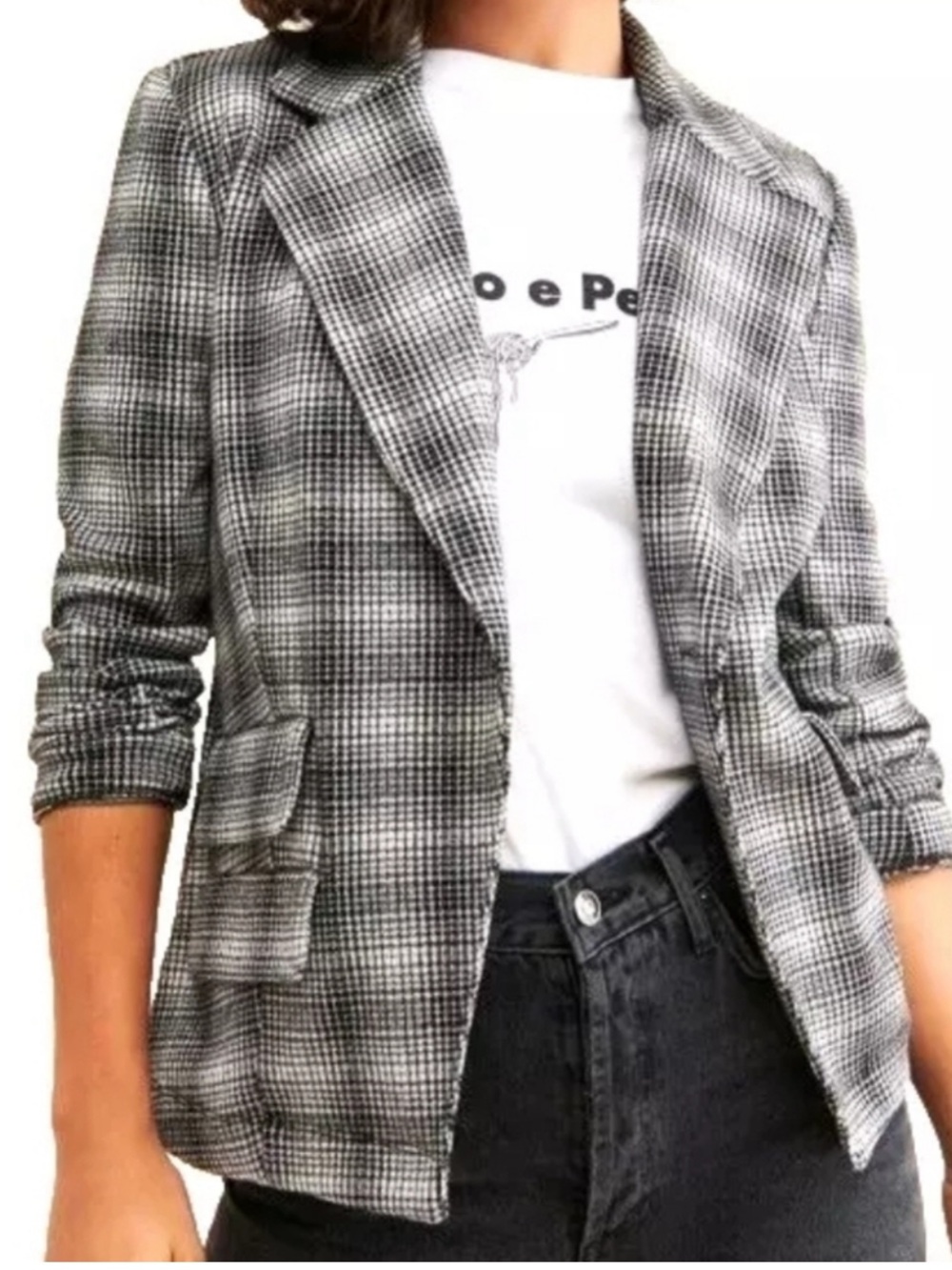 ANTHROPOLOGIE Maeve Black Plaid Blazer
